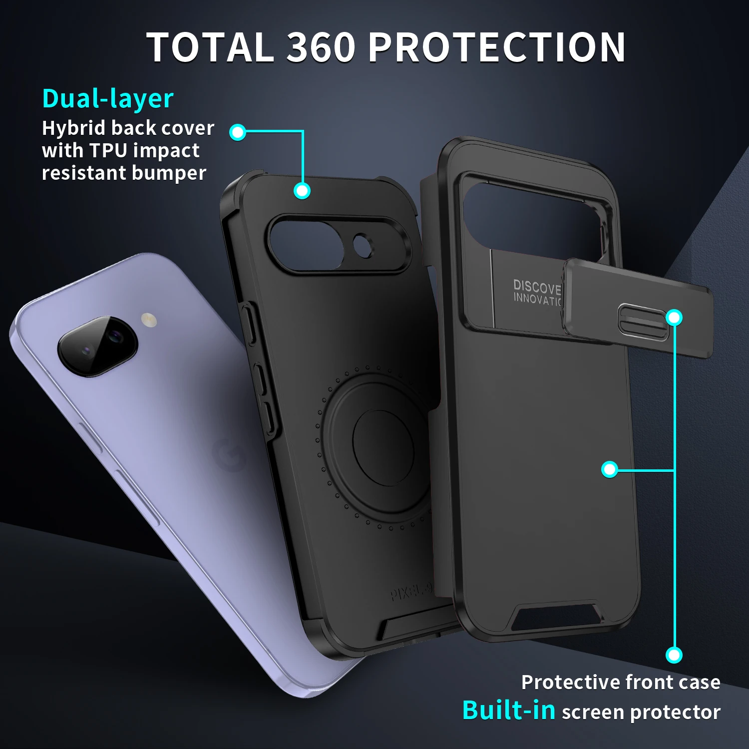 Enhanced Camera Slide Protective Phone Case - Wireless Charging Compatible, Durable Armor Cover.
