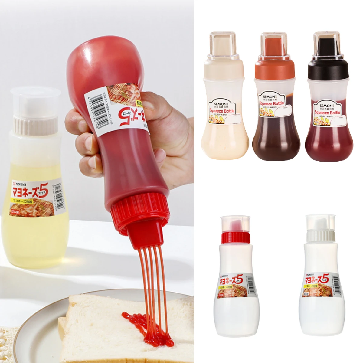 Sauce Squeeze Bottle With Cap 90ml Plastic Condiment Dispenser For
