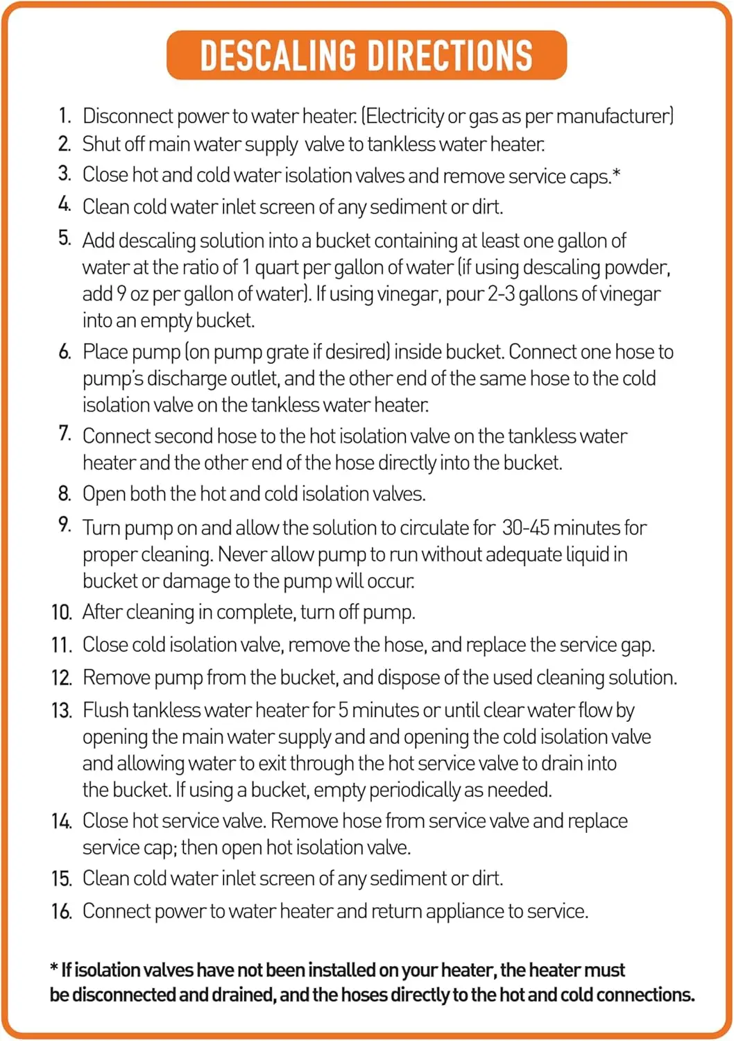 Tankless Water Heater Flush Kit with Concentrated Vinegar Dilutes to 4 Gallons and 1/6HP Extra Strength Pump