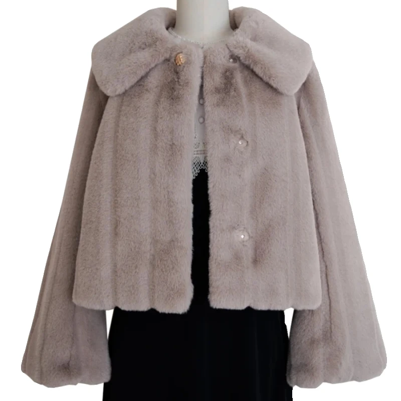 Commute Style Long Sleeve Lapel Single Breasted Women's Faux Fur Coat Autumn Winter Warm Elegant Fashion Short Faux Fur Coat