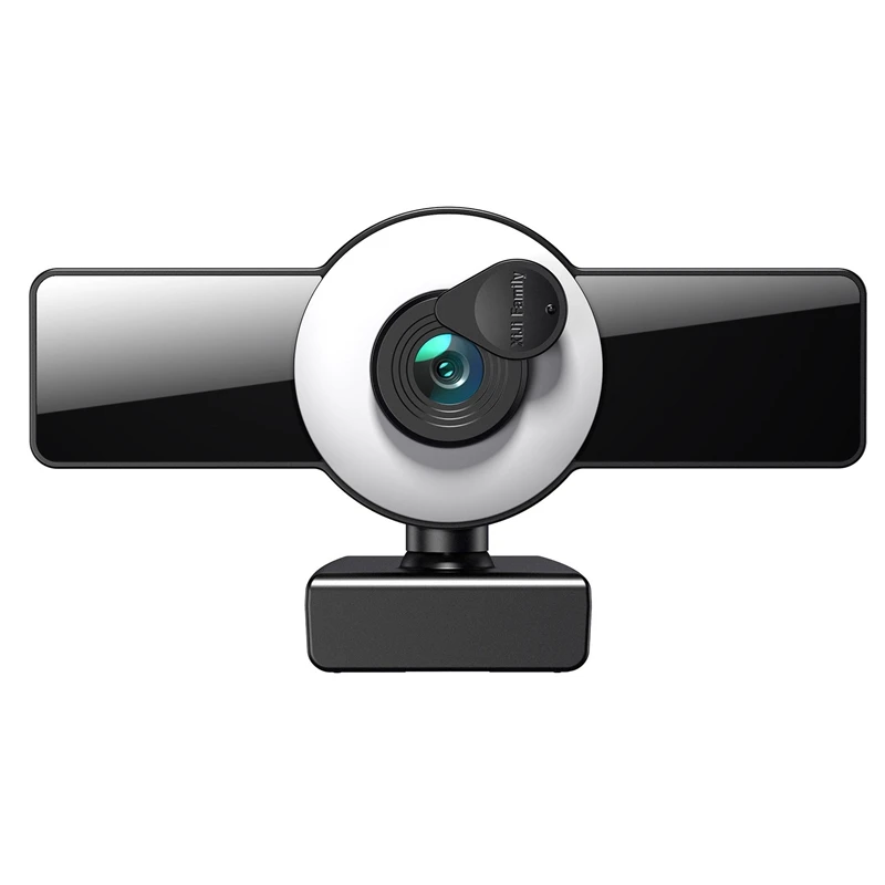 

Webcam With Ring Light And Privacy Cover, Auto-Focus, Plug And Play, Web Camera For PC Mac Laptop Desktop Computer