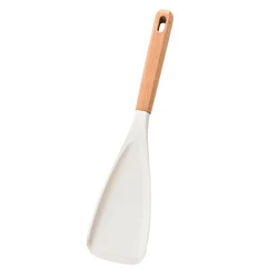 Versatile Silicone Cooking Spoon and Spatula with Wooden Handle - Heat - Resistant Kitchen Utensil (WHITE)