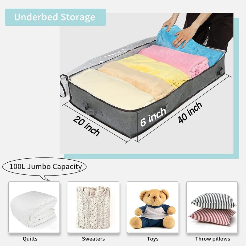 4pcs Jumbo Vacuum Storage Bags for Closet Organization - 40in/30in