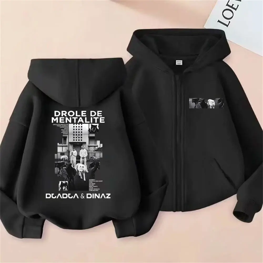 Rapper Djadja & Dinaz Drôle De Mentalité Album Reißverschluss-Hoodie für Männer und Frauen, modische Vintage-Hoodies, lässige Herrenjacke mit Reißverschluss