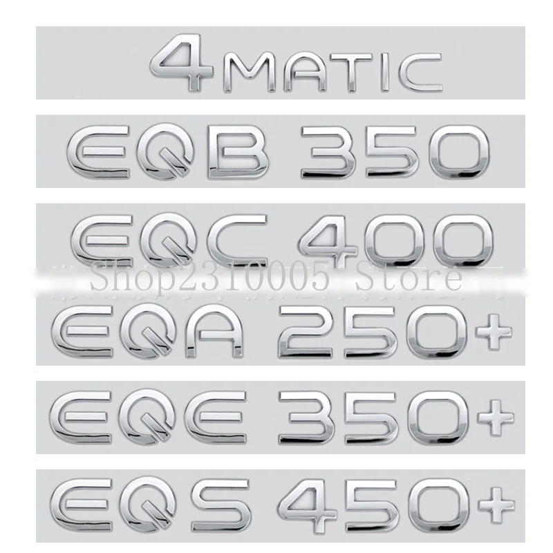 2020 신 에너지 자동차 ABS 엠블럼 EQA EQB EQC EQE EQS 시리즈 EQS450 + 4matic 자동차 트렁크 명판 로고 스티커 크롬 광택 블랙