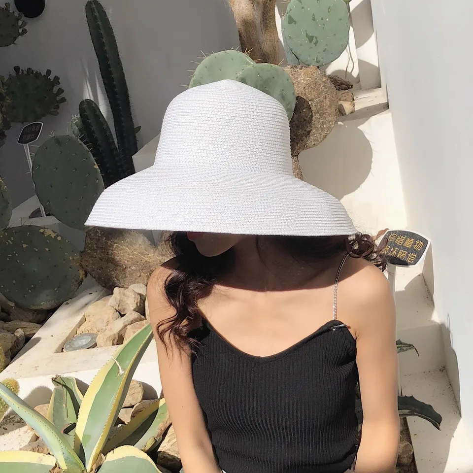 Cappello Di Paglia Donna Pieghevole A Tesa Larga, Con Rete Traspirante, Protezione UV UPF50+, Per Spiaggia Ed Estate