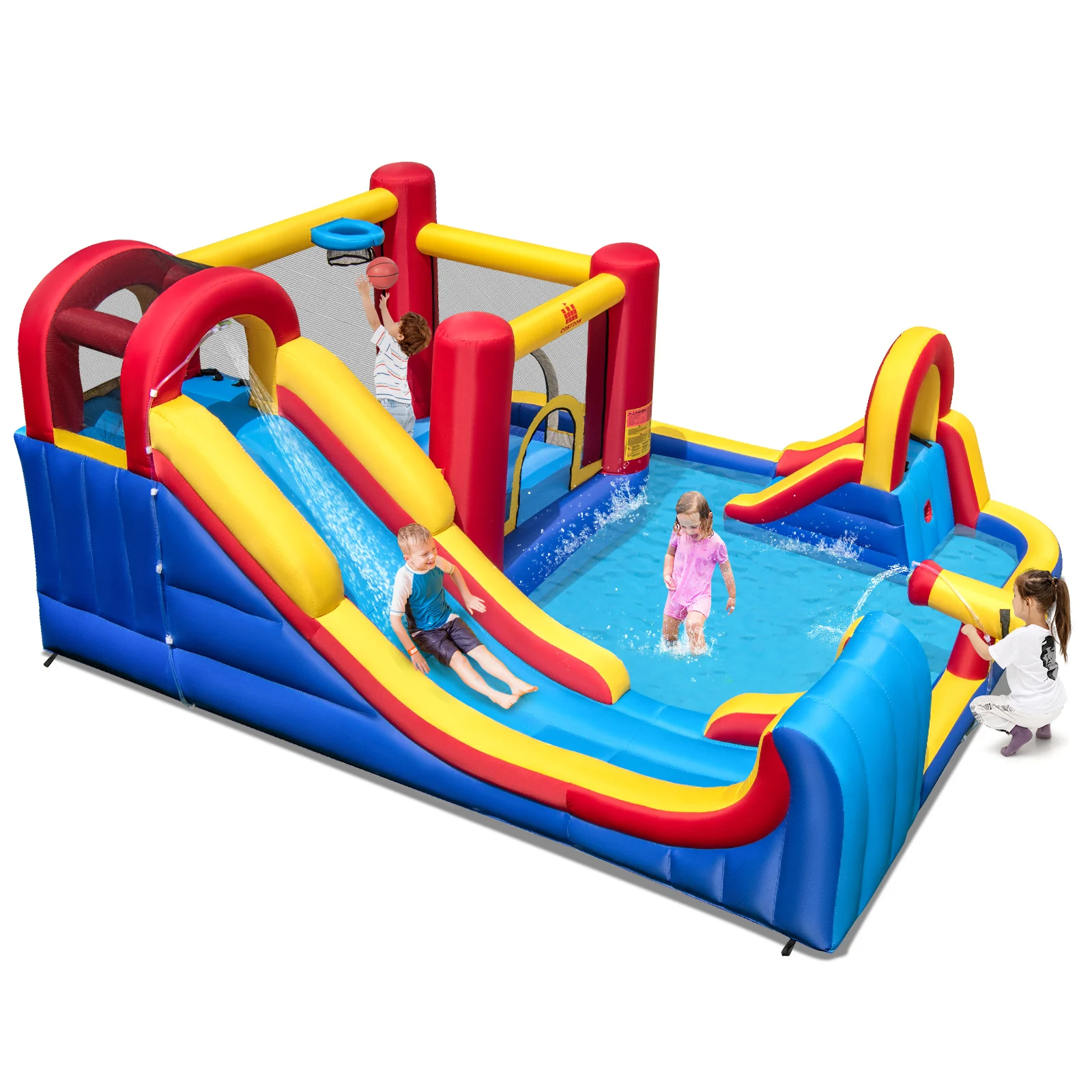 Inflatable Water Slide Giant Kids Water Park w/ Double Slides without Blower 1