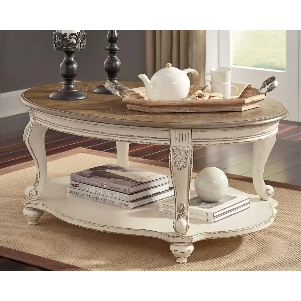 

Living room table, leisure cabin coffee table, retro white brown, suitable for living room, living room table