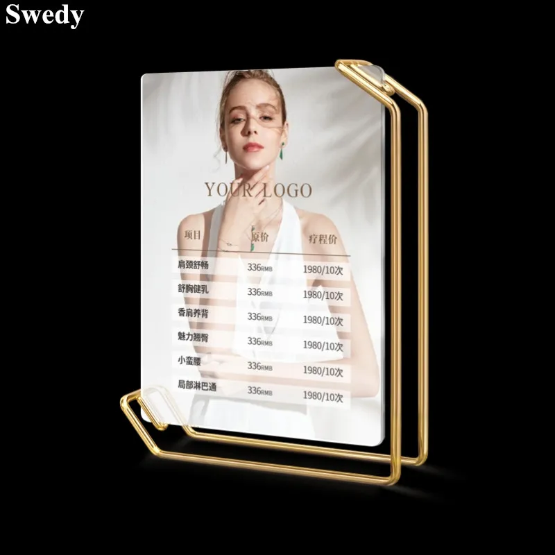 

8 Inch 160x220mm Black Gold Metal Floating Wedding Art Picture Photo Poster Frame Acrylic Menu Sign Holder Display Stand