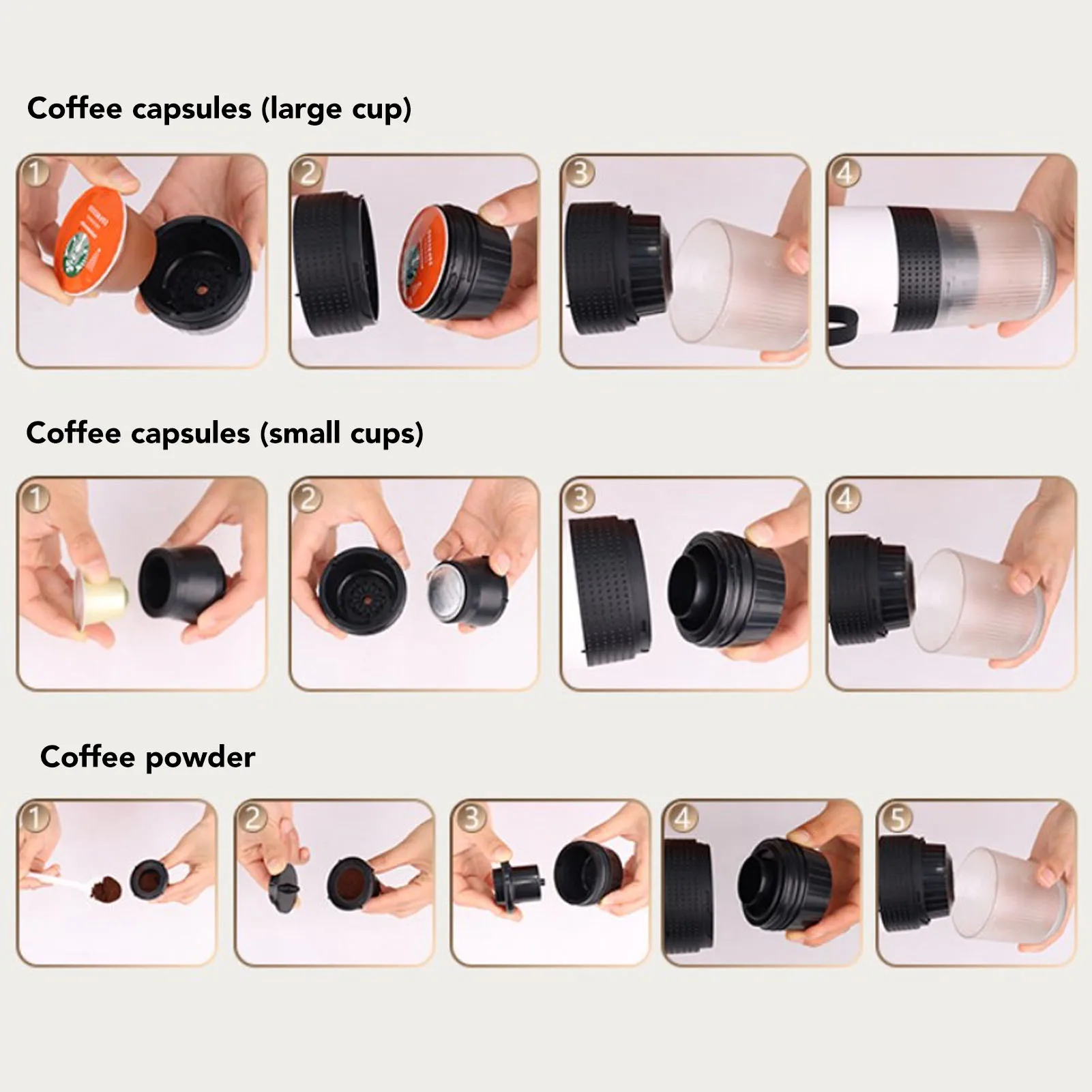 Portable Coffee Maker 3 in 1 20Bar Cordless Heating Full Automatic Capsule Coffee Machine for Outdoor Travel Home Office
