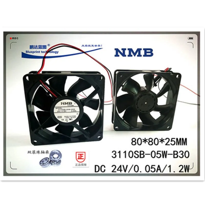 Original NMB 3110SB-05W-B30 Two Ball Bearing 8CM 80MM 8025 80*80*25MM Cooling Fan 24V 0.05A Variable Frequency Fan new original avc dasa0515r2u 4 5cm 12v 0 20a 4 wire 5cm pwm cooling fan