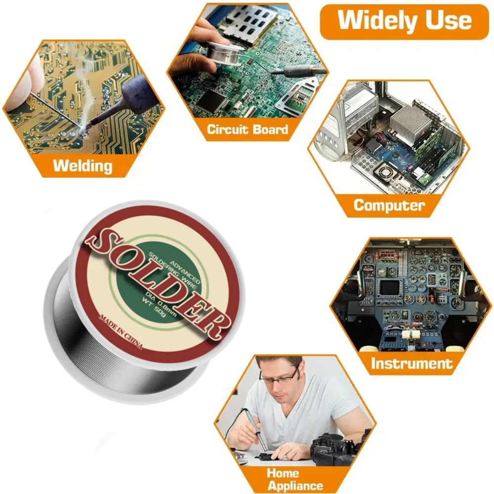 Soldering Wire Solder Wire Small Roll 2Pcs Electrolytic Welding Wire High Brightness Activity Leaded Solder Tin Roll