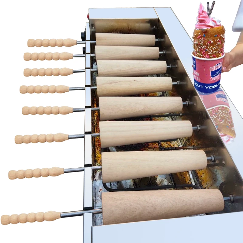 와플콘 전기 및 가스 굴뚝 케이크 Kurtos Kalacs 기계, 도넛 도넛 아이스크림 콘 메이커, 헝가리 Trdelnik 굴뚝