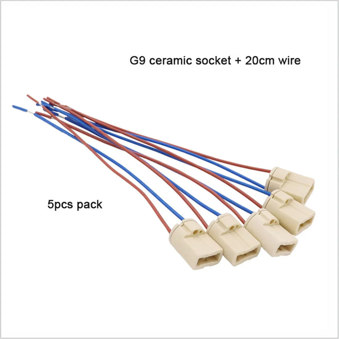 5pcs Pack G9 ceramic lamp holder with wire G9 base socket cable for halogen lamp