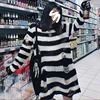 New Goth Punk Gothic Sweater Oversized Pullovers Women Striped Cool Hollow Out Hole Broken Jumper Harajuku Aesthetics Sweater 3