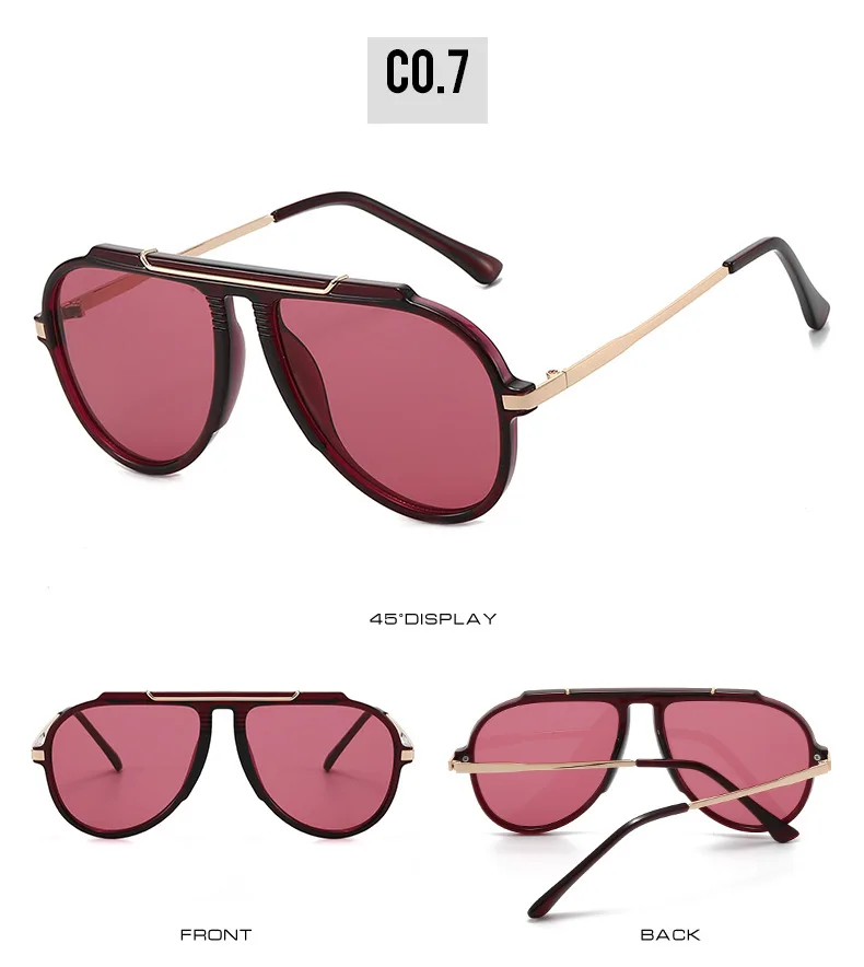 Luxury Brand Retro Oversized Big Frame Women Sunglasses Gradient Tea Color Oval Pilot Shades UV400 Cool Men Vacation Sun Glasses