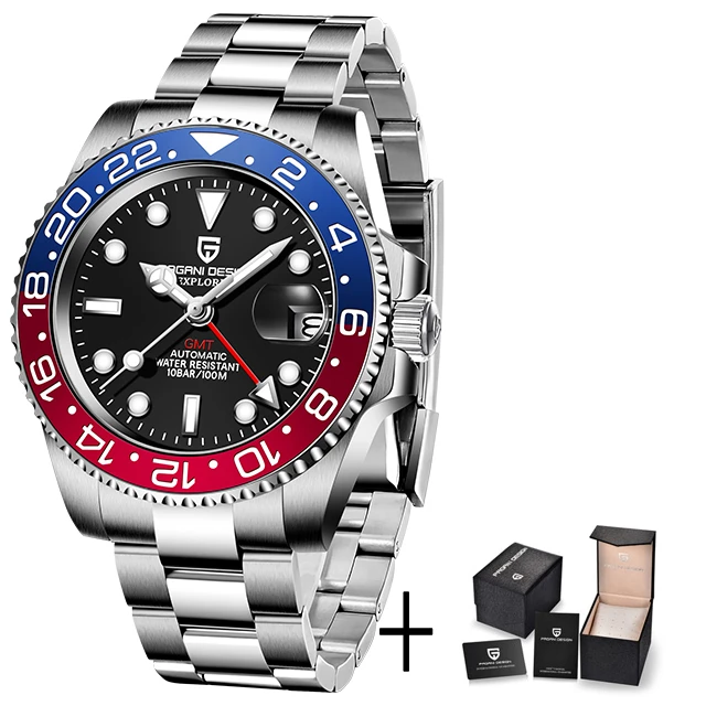 2022 New PAGANI DESIGN Luxury Men GMT Automatic Machinery Watch 40MM Ceramic Bezel Jubilee Strap Sapphire 100M Waterproof Clock 