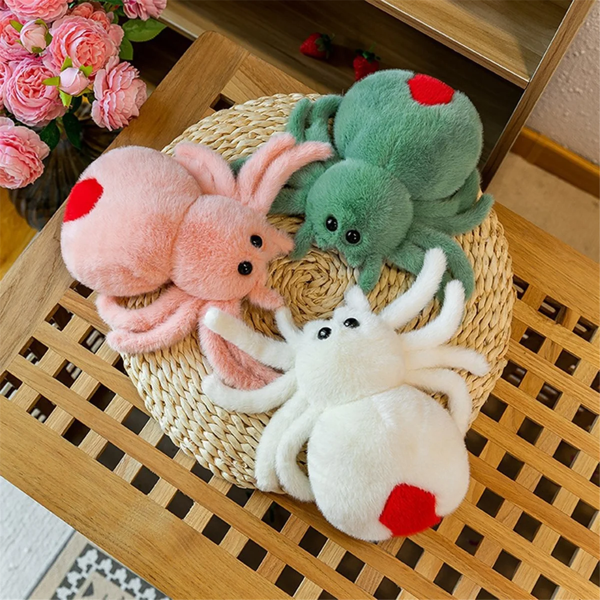 Simulation Spider Jumping Spider Doll Crawling Pet Doll Plush Cute Reptile Plush Toy Super Cute Pink 4