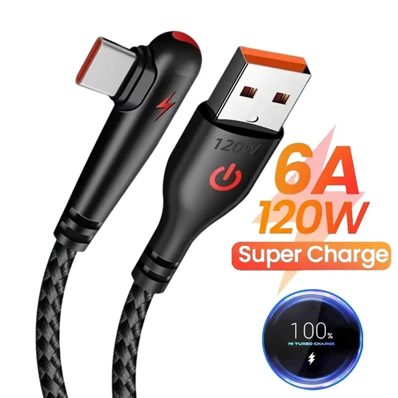 รูปสินค้า สายชาร์จ USB-C 90 องศา ชาร์จเร็ว ใช้ได้กับมือถือหลายรุ่น