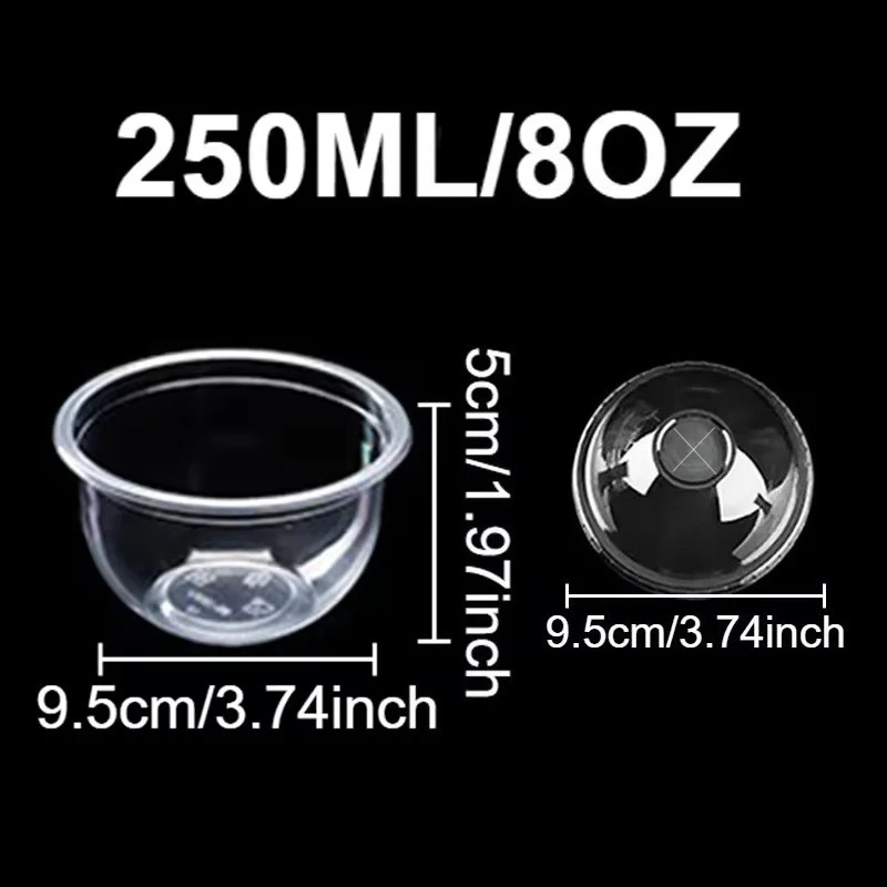 Одноразовий прозорий пластиковий стакан із кришками, 50 шт., чашки для соку, салату, десерту з куполоподібними кришками, заходи на свіжому повітрі, весілля, кемпінг