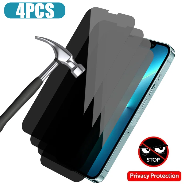 4Pcs Privacy Glass For iPhone11 12 13 14 Pro Max Mini Anti Spy Peeping Screen Protector For iPhone14 6 6S 7 8 Plus SE 2020 2022