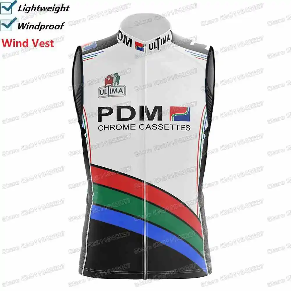 2025 Retro Team PDM Cycling Vest Windproof Men Wind Vest Road Cycling Jersey Sleeveless Bicycle Windbreaker MTB Clothing