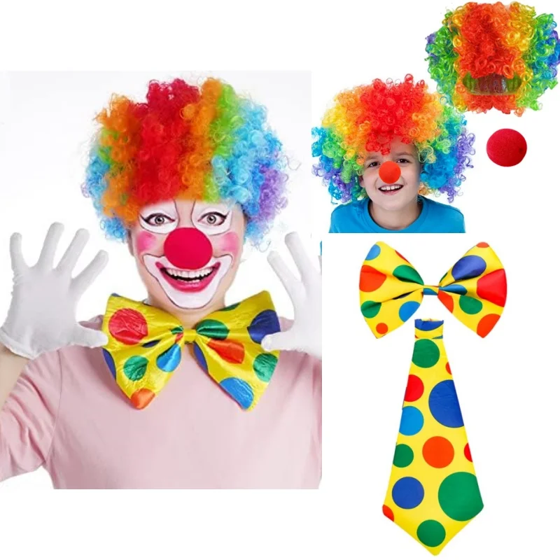Parrucca da clown riccia ondulata da prestazione Parrucca sintetica per capelli cosplay Cappello per capelli Cappello per parrucca da circo da clown riccio ondulato arcobaleno colorato Carnevale - immagine 4