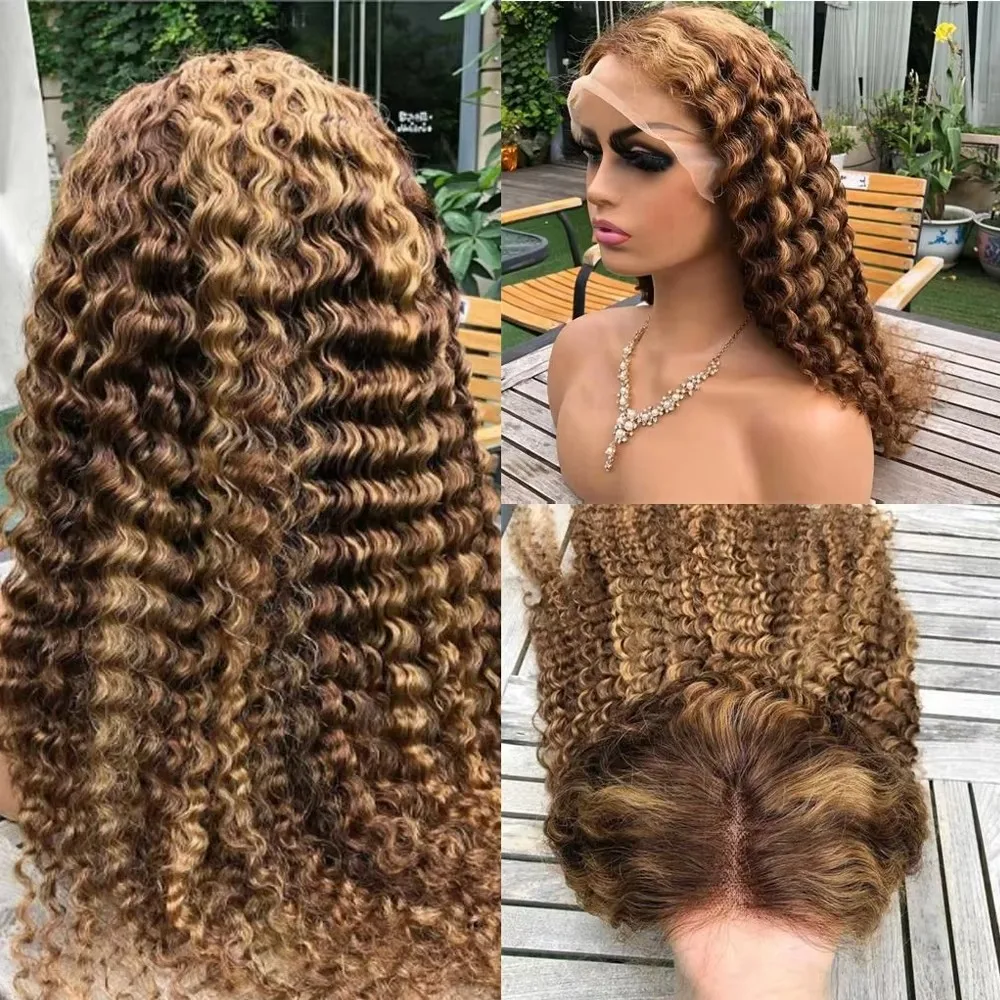 13x6 p427 Color Human Hair Highlight Ombre Deep Wave Lace Frontal Wig Curly Wig 13x4 HD Lace Front Wig Water Wave For Women 2