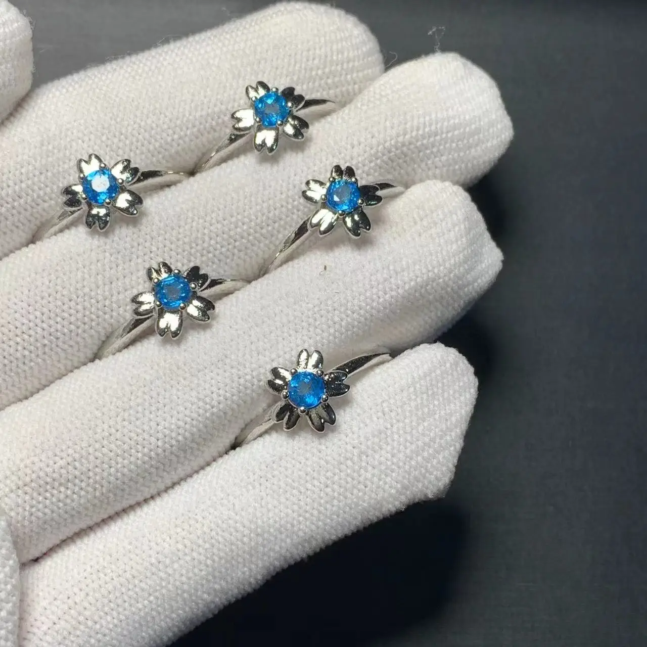 MM Natural Blue Topaz Ring Adjustable Female Ring Jewelry for Women Gift Wholesale High Quality Vintage Fine