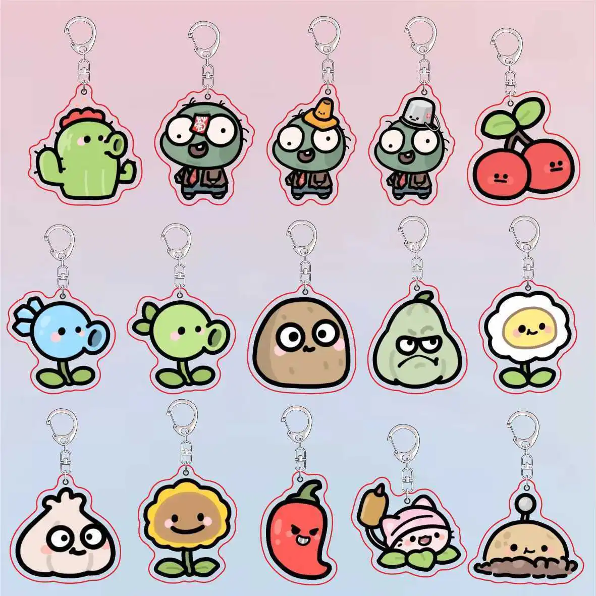 Acrylic Cute Keychain - Plants Vs Zombies Theme - Girls Gift & Bag Charm Souvenir Pendant