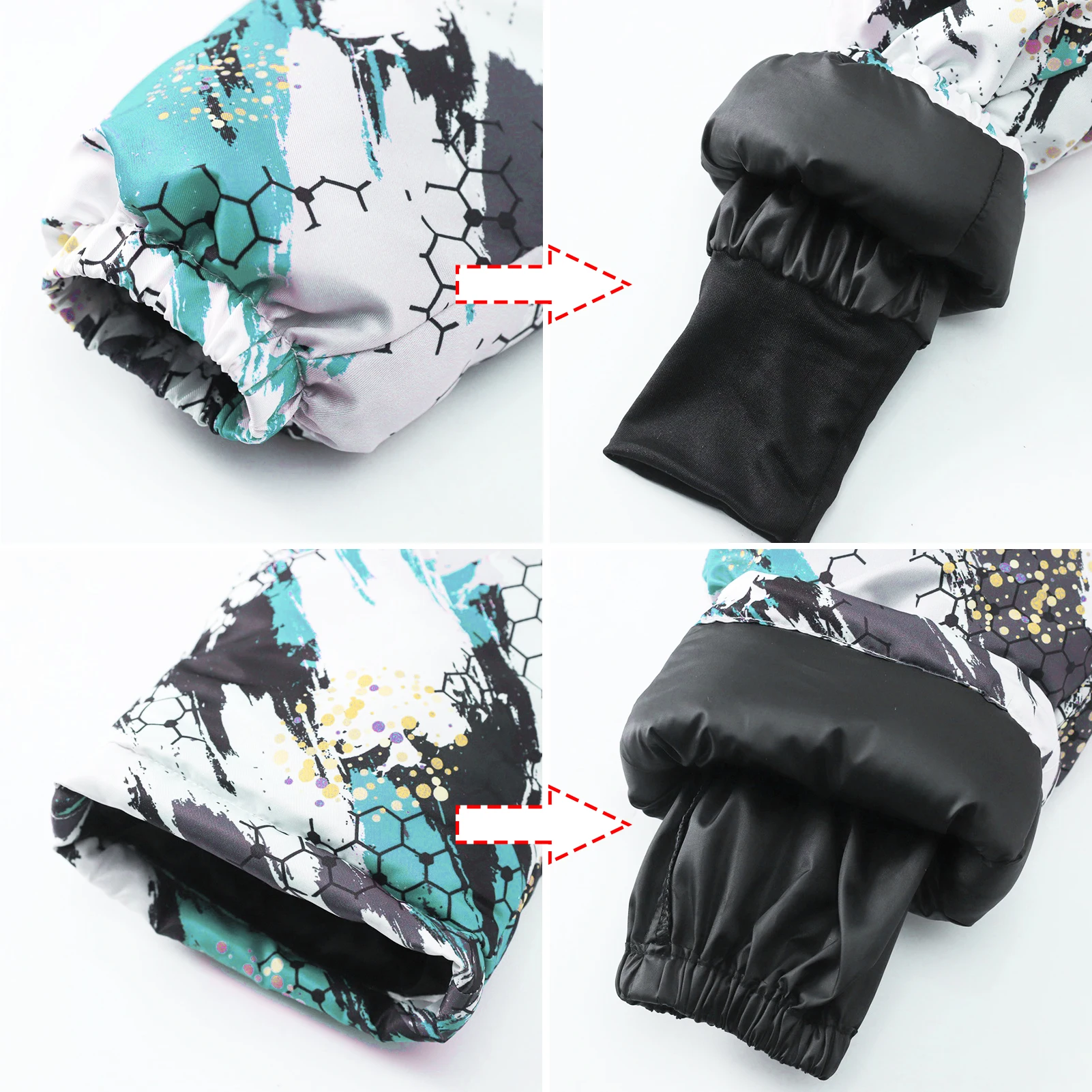 Kids Ski Suits One-piece Boys Girls Hooded Jumpsuit Winter Printed Waterproof Windproof Children's Warm Snowboarding Wear