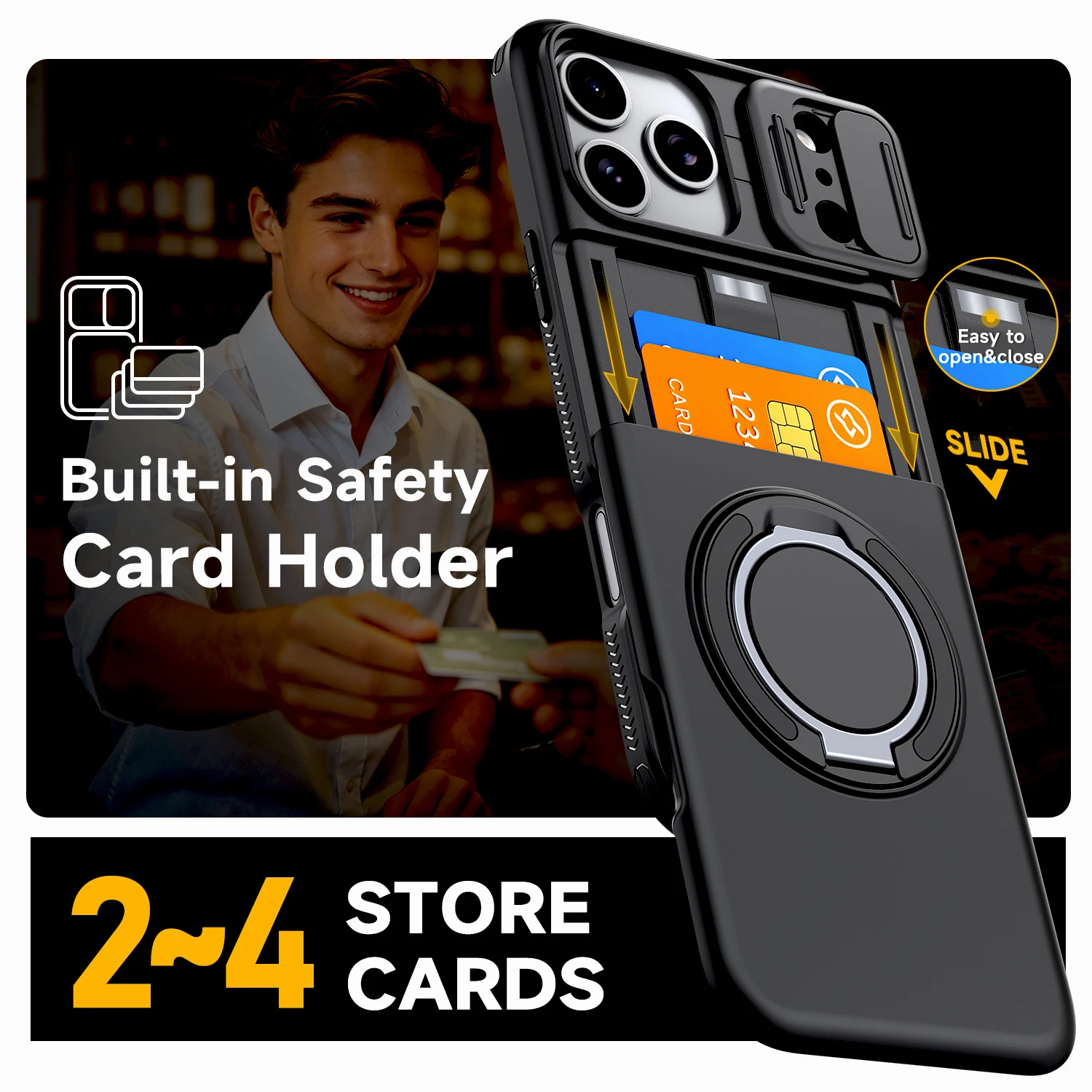 Premium Shockproof Wallet Case with Card Holder and Stand Feature