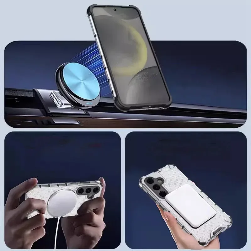 Magnetic Crystal Honeycomb Shockproof Soft Shell Case with Mag-safe Compatibility