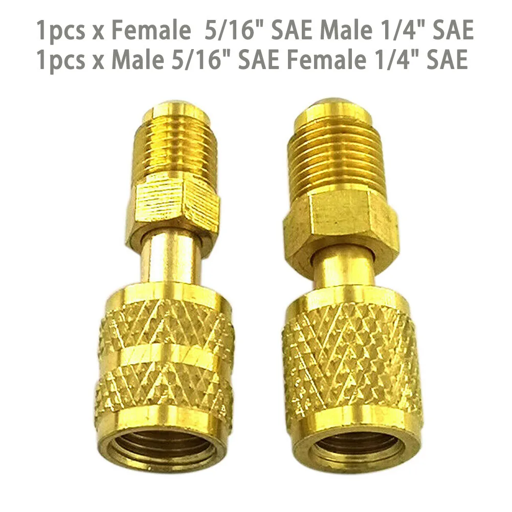 

2pcs R410a Refrigeration Charging Adapter 5/16 SAE F Quick Coupler To 1/4 SAE M Flare 5/16 SAE M To 1/4 SAE Air Conditioner Part