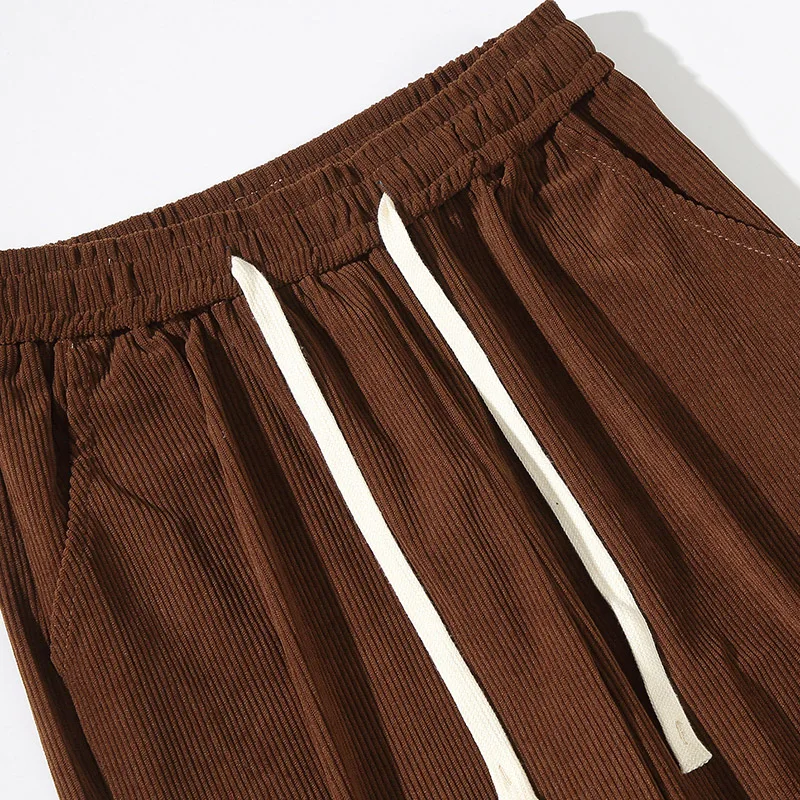 Brand Men's Corduroy Casual Pants Korean Street Straight Loose Wide Leg Pants Fashion Casual Sports Pants Black Gray Beige White
