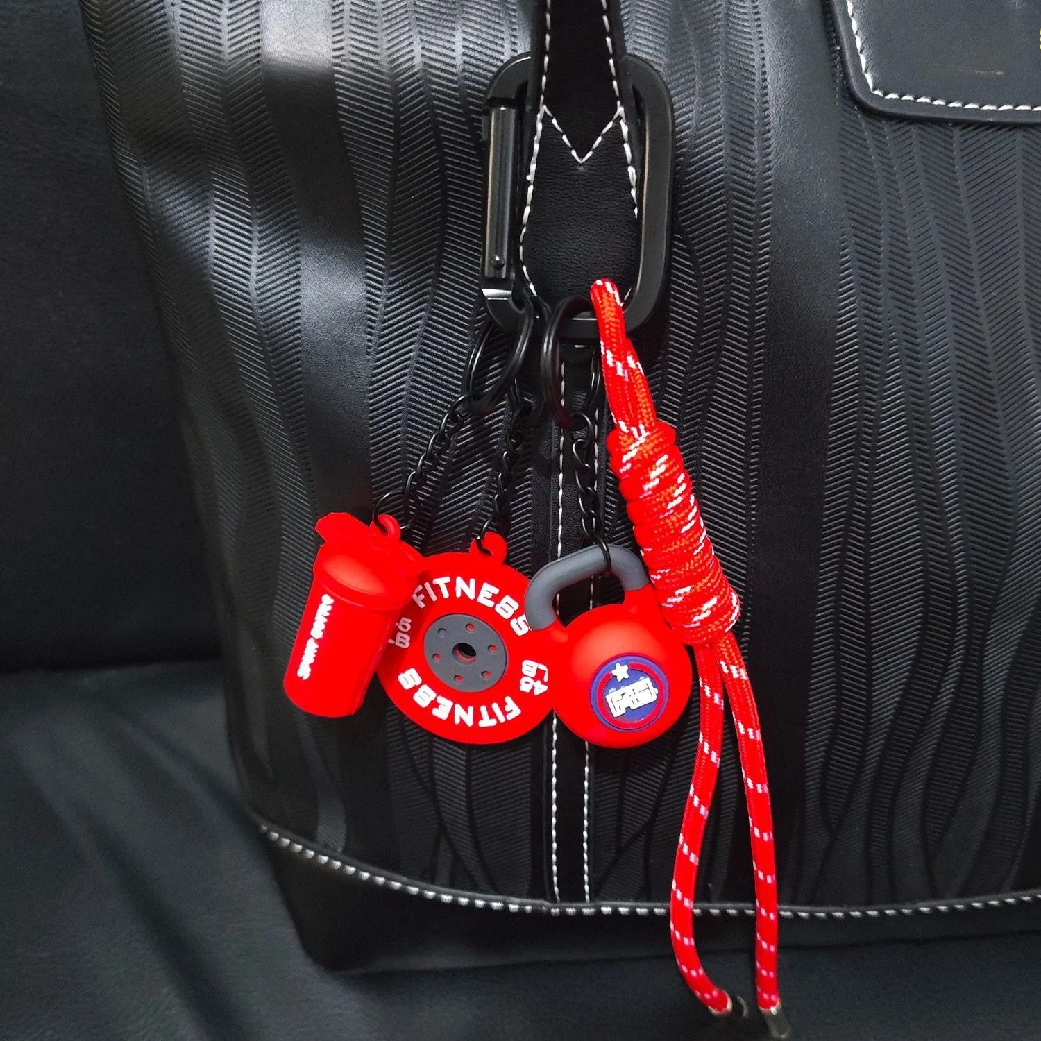 Customized Boxing Gloves Keychain with Fitness Accessories Elements