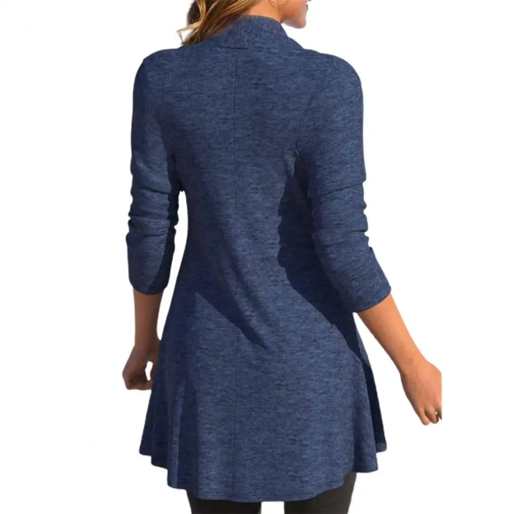 

Breathable Long Sleeve Top Elegant Irregular Hem Ruffle Blouse Two-piece Patchwork Buckle Top Soft Color Matching Ol for Women