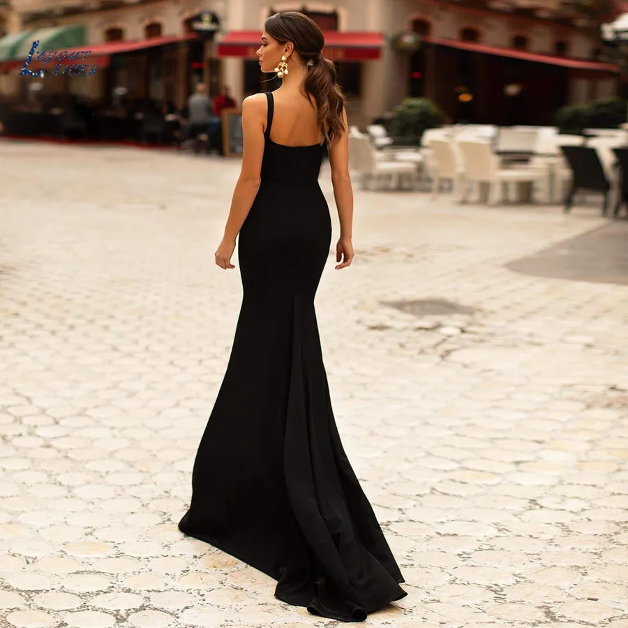 formal gowns for women LAYOUT NICEB Sexy Black V-Neck Mermaid Evening Dresses Backless Spaghetti Straps Sleeveless Prom Gowns Floor-Length Party dinner dresses for ladies