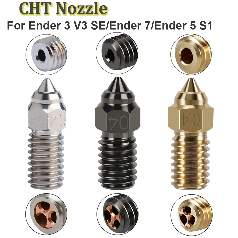 

2pcs High Flow CHT Nozzle For Ender 7 Ender 3 V3 SE Clone CHT Copper Plated Hardened Nozzles For Ender-7 Ender 5 S1 3D Printer