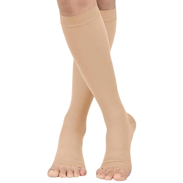 1 Pair 20-30 mmHg Open Toe Calf Compression Stocking for Men Women Calf Sleeve Support for Varicose Veins, Edema, DVT, Pregnancy 6