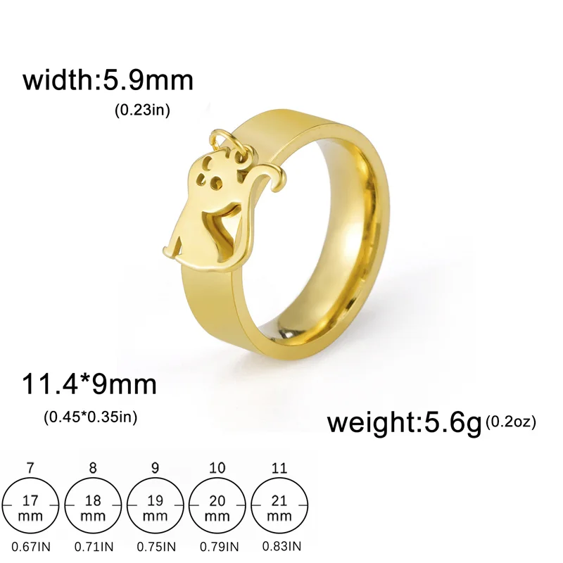 Edelstahl Katzen ringe für Frauen Gold Farbe niedlichen Kätzchen Anhänger Ringe Luxus Designer Schmuck weibliche Hochzeits feier Teen Geschenke – Detail 15