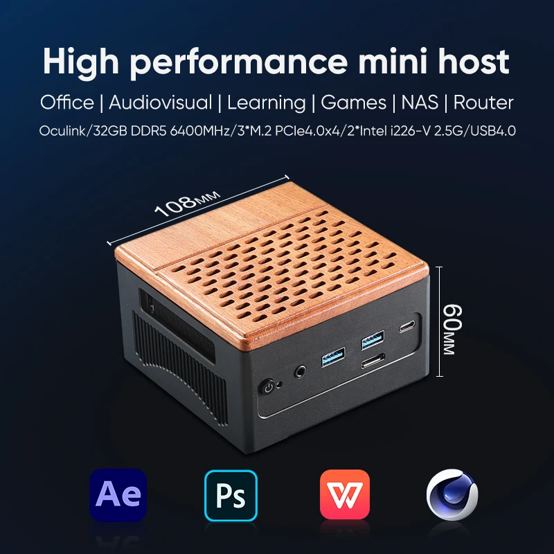 Topton Oculink Gaming Mini PC AMD Ryzen 9 7940HS 32G DDR5 6400MHz 3*PCIe4.0 2*2.5G LAN USB4 NAS Server Computer Windows 11 WiFi6 6