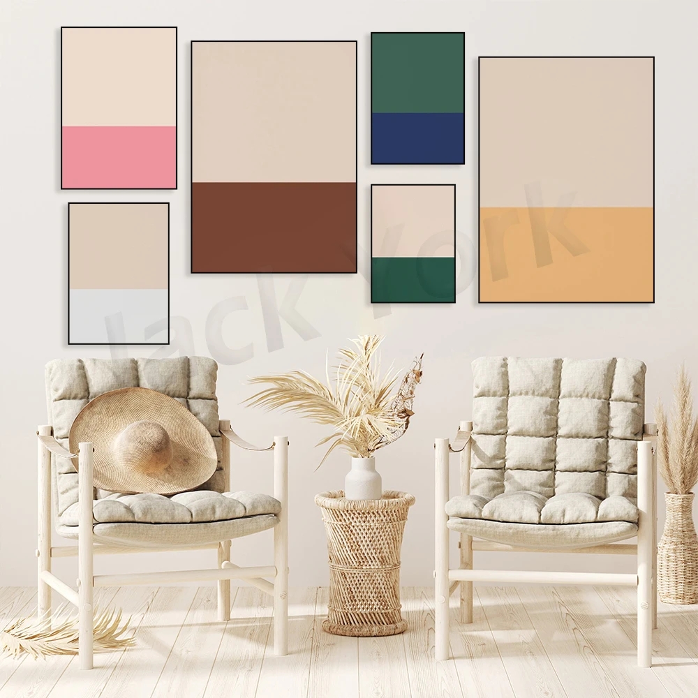 

Color Block Art Print - Contemporary Minimalist Geometric Art - Floral Pink and Cream Beige - Modern Geometric Printable Art