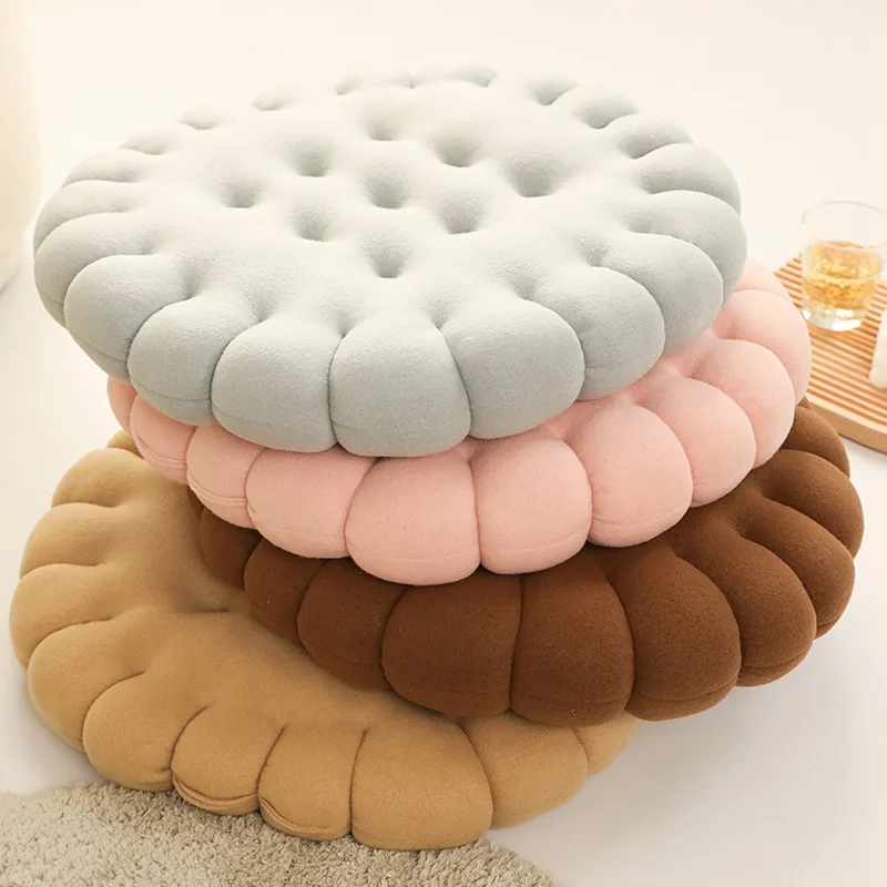 New 50cm Lifelike Little Biscuits Doll Cushion Stuffed Round Cookie Plush Toys Creative Soft Pillow Chair Car Seat for Kid Gifts 3