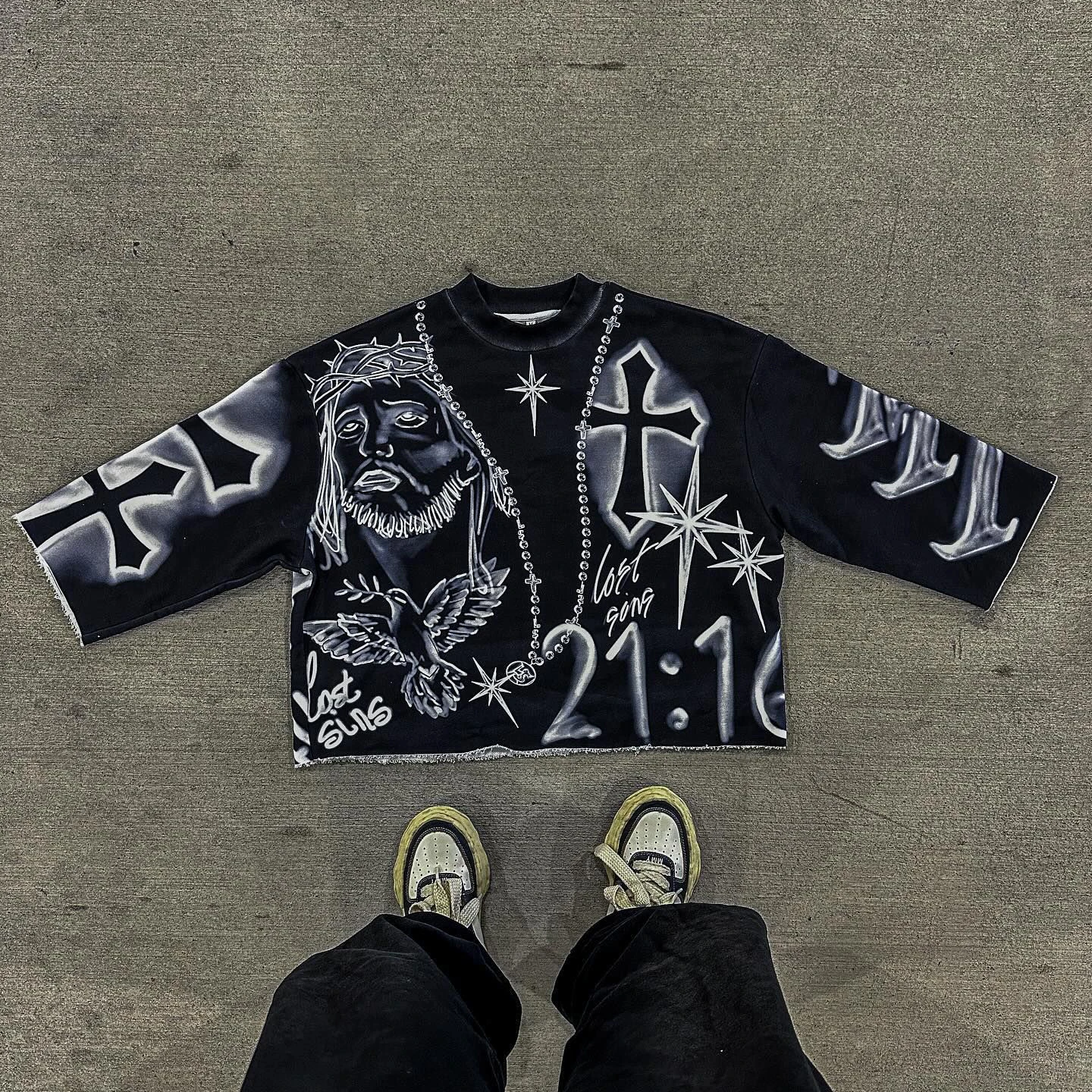 Streetwear Three Quarter Tops Men Women Hip Hop Punk