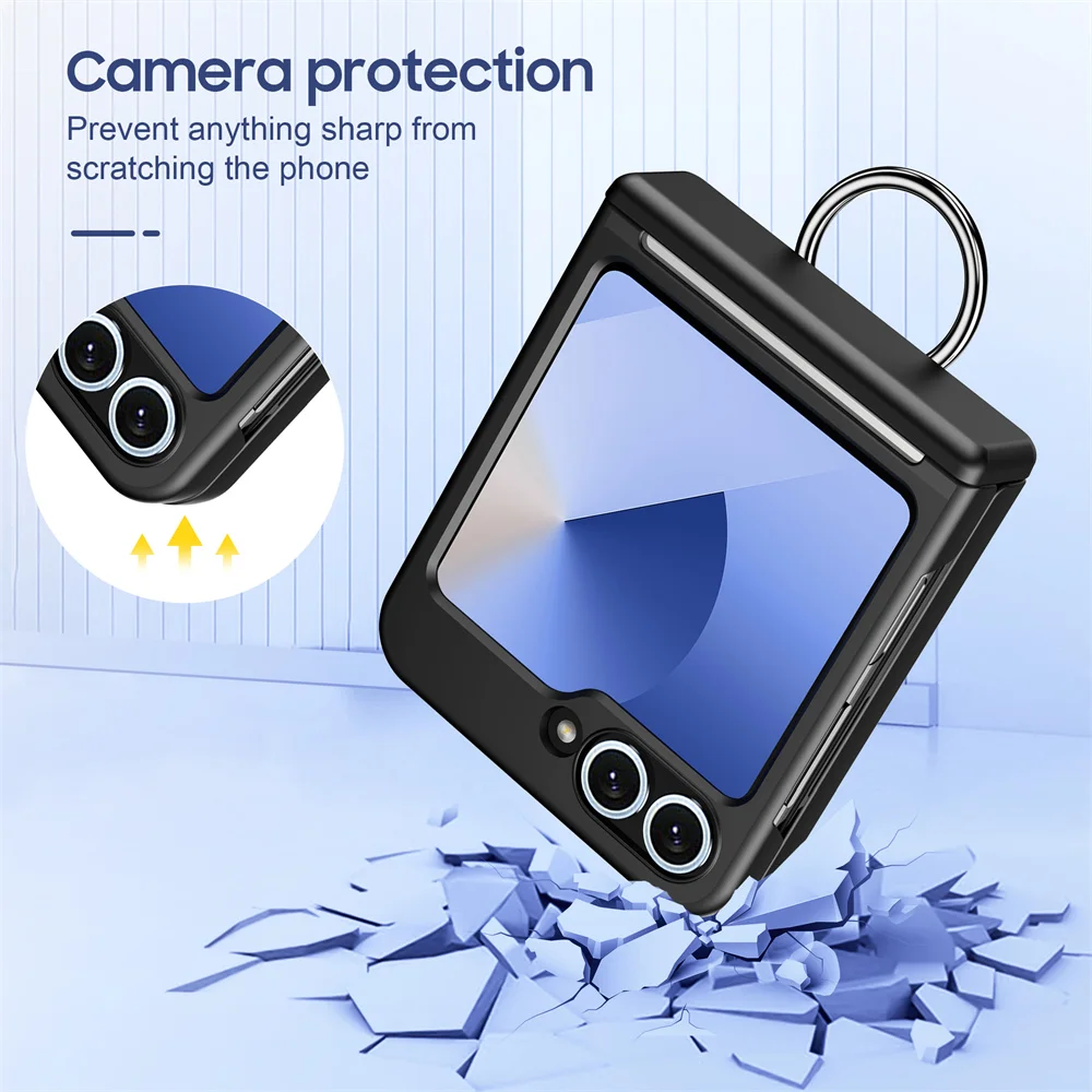Luxury Wallet Clip Flip Slot Card Case with Finger Ring and Shockproof PC Back Cover