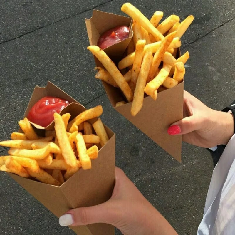 Disposable French Fry Cones – Kraft Paper Snack Holders for Popcorn, Nachos, Fries, and... - SKU CCC16555 - UGI Packaging