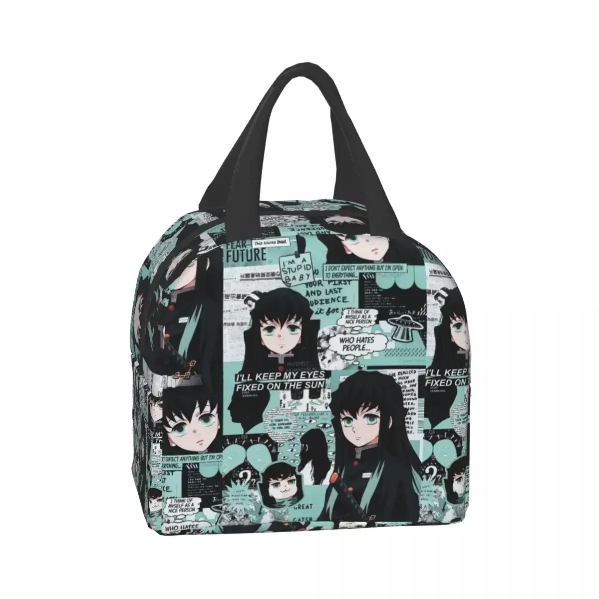 Cute Anime Muichiro Tokito Insulated Lunch Bag for Women Kimetsu No Yaiba Cooler Thermal Bento Box School Food Storage Bag 3