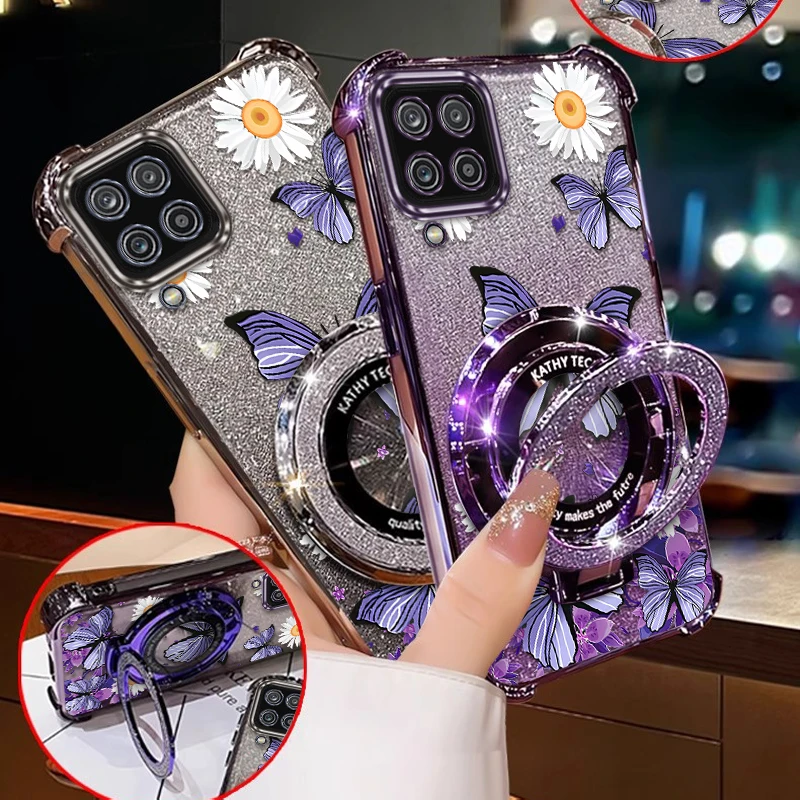 Flower Butterfly Plating Bracelet Holder Phone Case Cover