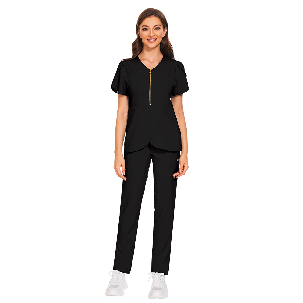Women's New Suit Petal Sleeve Workwear Pet Shop Beauty Institution Nursing Scrub Workwear Slim Stretch Breathable Nurse Uniform